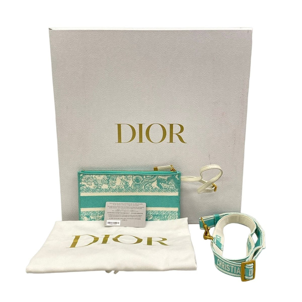 Dior Tote Bag Pannier Chapeau Light Green Toile de Jouy Embroidery — view 8