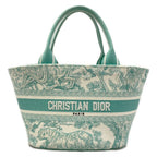 Dior Tote Bag Pannier Chapeau Light Green Toile de Jouy Embroidery