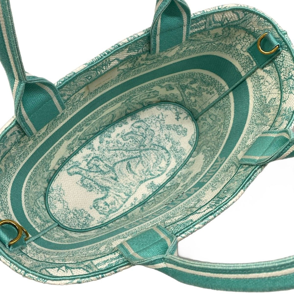 Dior Tote Bag Pannier Chapeau Light Green Toile de Jouy Embroidery — view 7