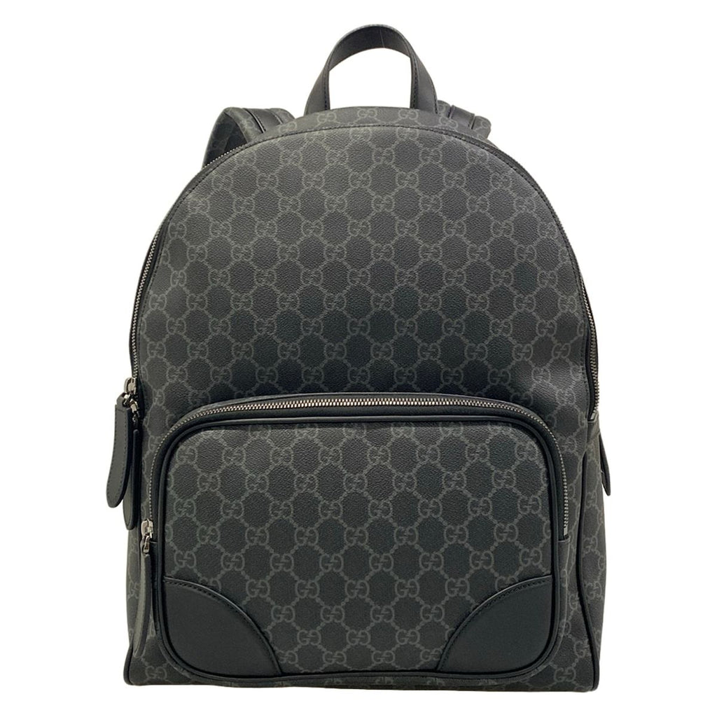 Gucci Backpack GG Plus Supreme Black Dark Gray Leather