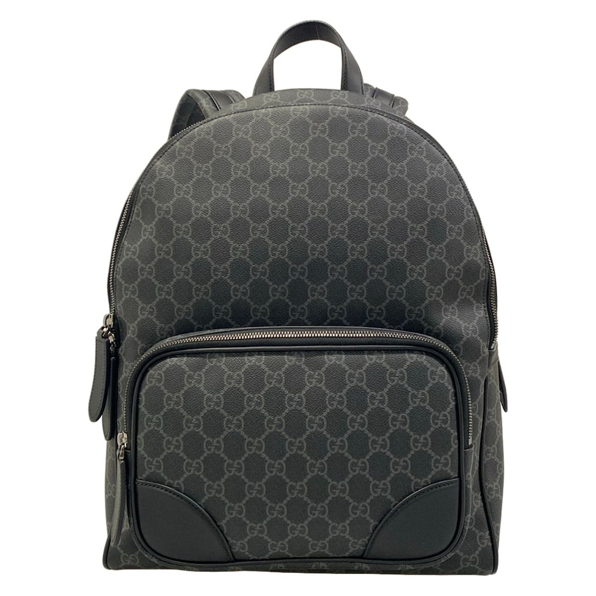 Gucci Backpack GG Plus Supreme Black Dark Gray Leather