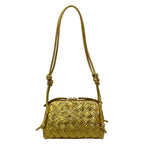 Bottega Veneta Shoulder Bag Concert Pouch Gold Embossed Leather