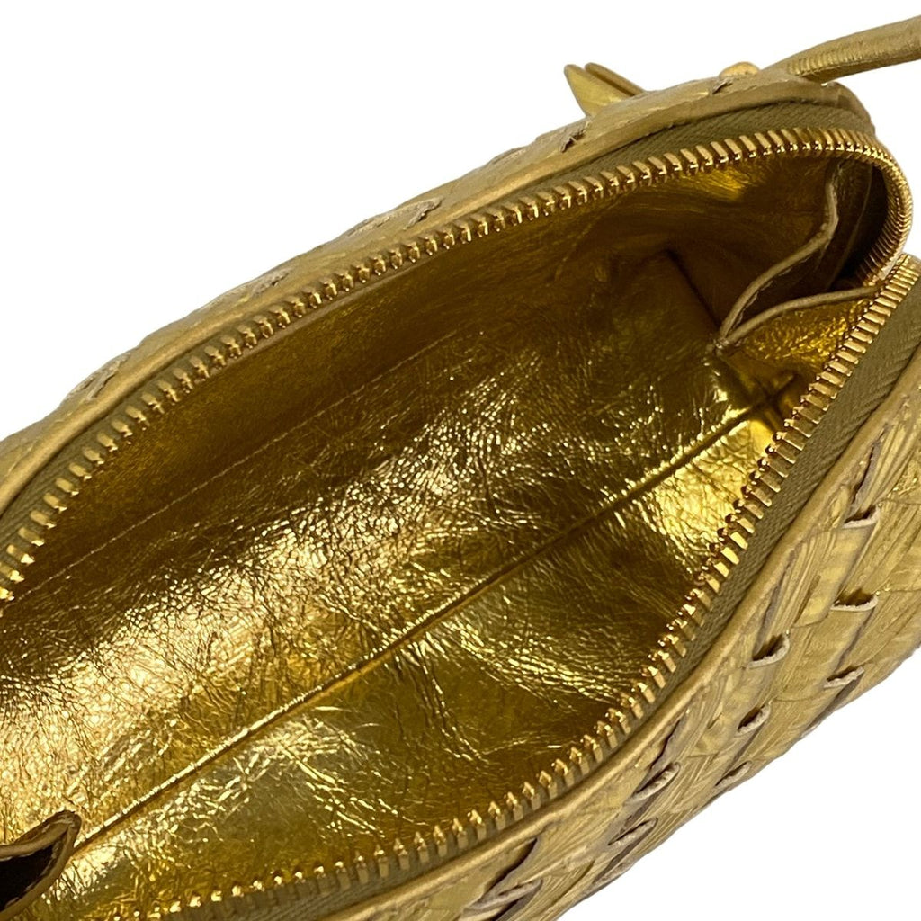 Bottega Veneta Shoulder Bag Concert Pouch Gold Embossed Leather — view 7