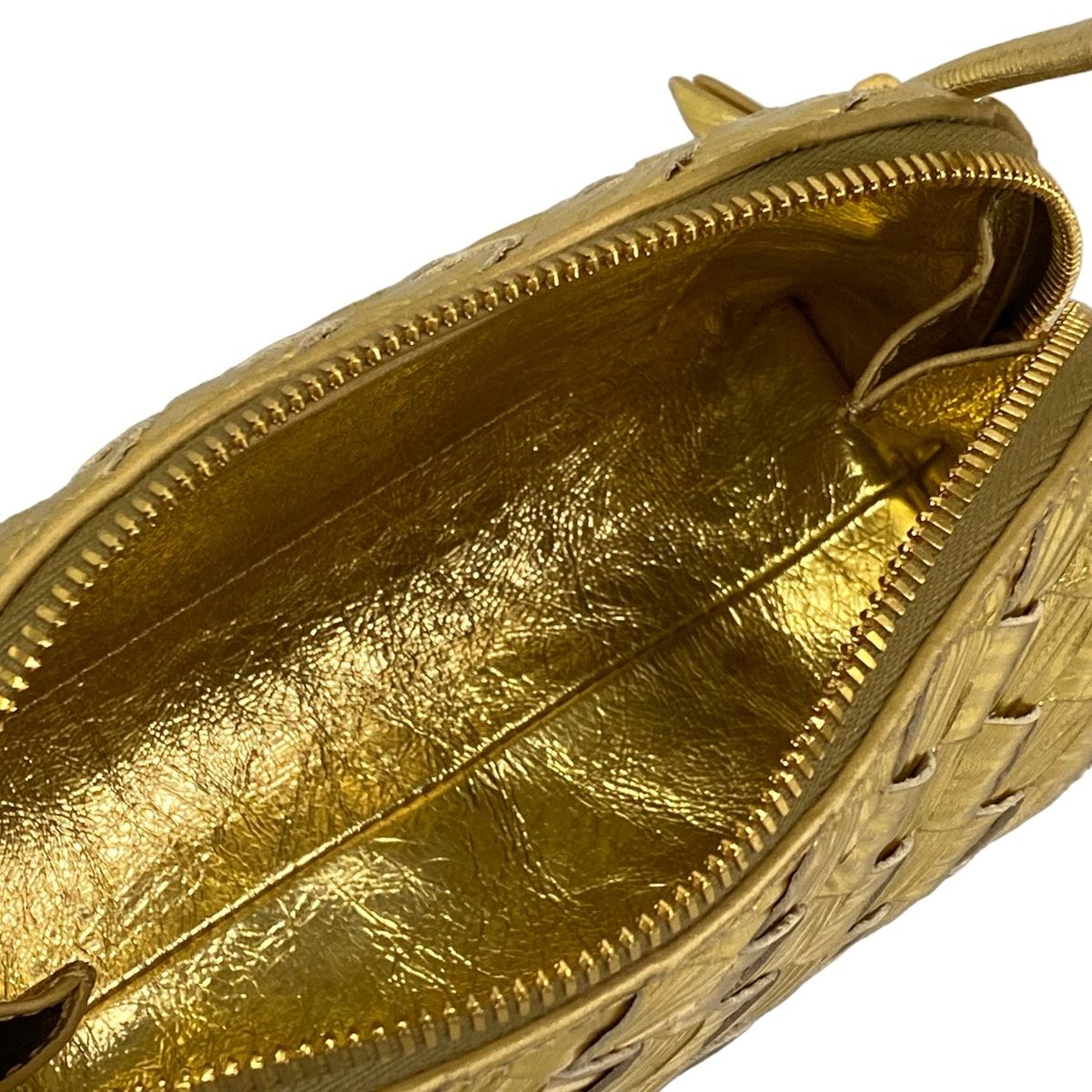 Bottega Veneta Shoulder Bag Concert Pouch Gold Embossed Leather — view 7