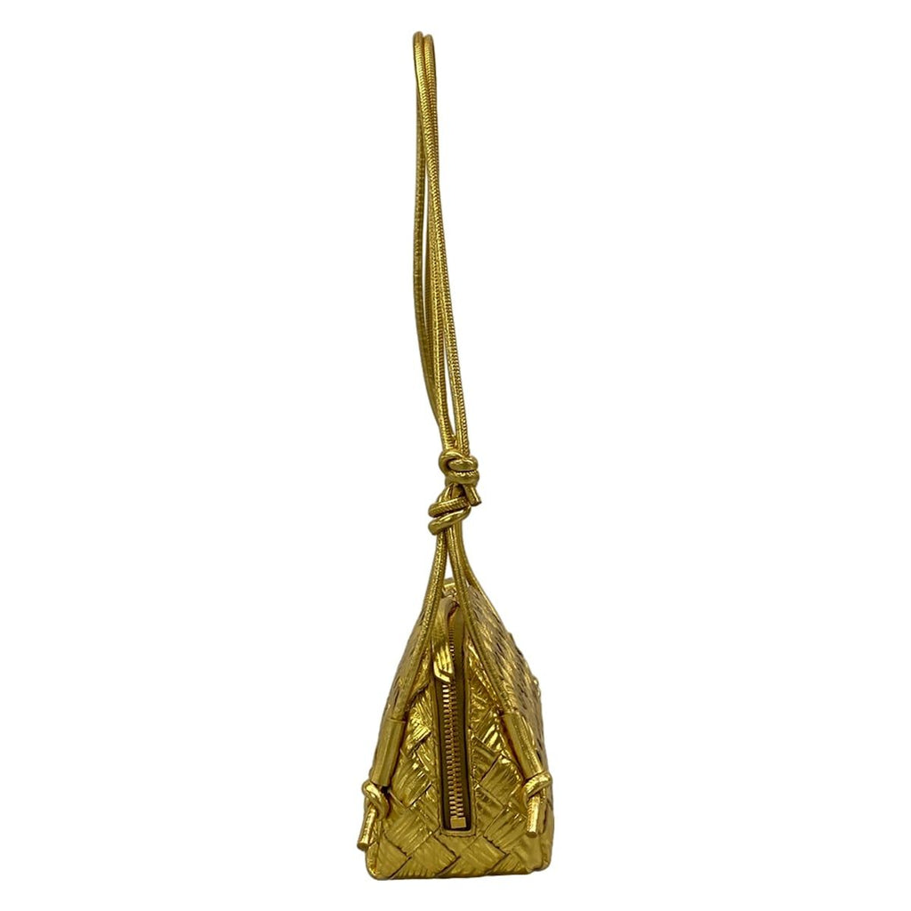 Bottega Veneta Shoulder Bag Concert Pouch Gold Embossed Leather — view 2