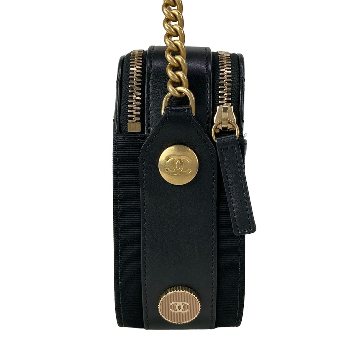 Chanel Shoulder Bag Quilted Black Chain Vintage Gold Leather — view 2