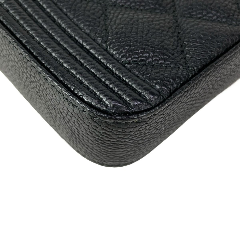 Chanel Wallet Boy Quilted Black Chain Matte Togo Shoulder Bag — view 7