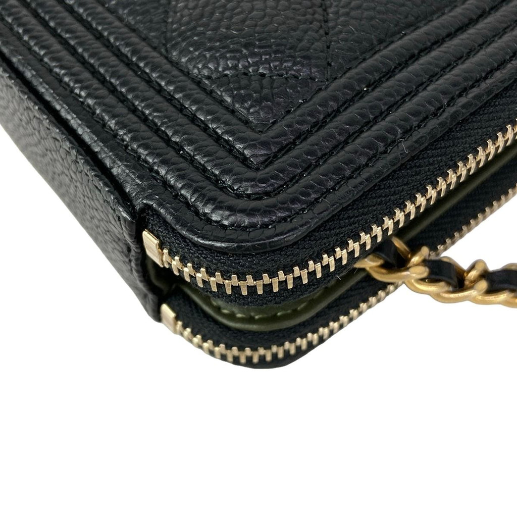 Chanel Wallet Boy Quilted Black Chain Matte Togo Shoulder Bag — view 8