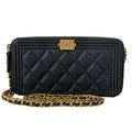 Chanel Wallet Boy Quilted Black Chain Matte Togo Shoulder Bag