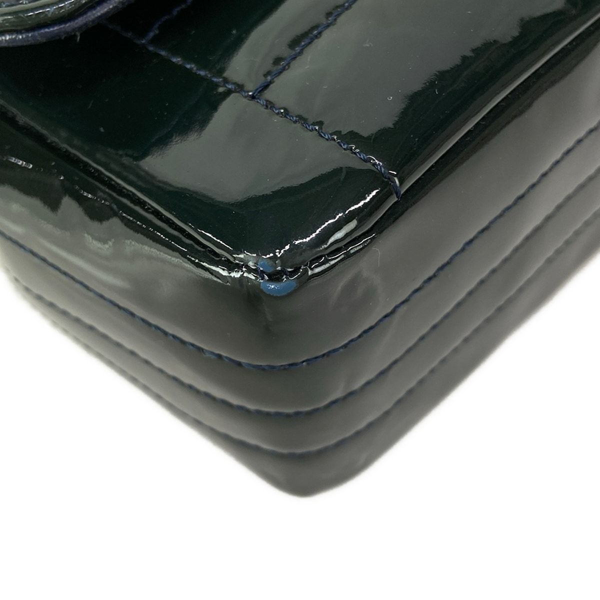 Chanel Shoulder Bag Dark Green Chain Silver Leather — view 7