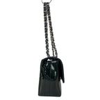 Chanel Shoulder Bag Dark Green Chain Silver Leather — view 2