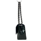 Chanel Shoulder Bag Dark Green Chain Silver Leather — view 4