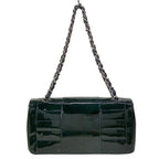 Chanel Shoulder Bag Dark Green Chain Silver Leather — view 3
