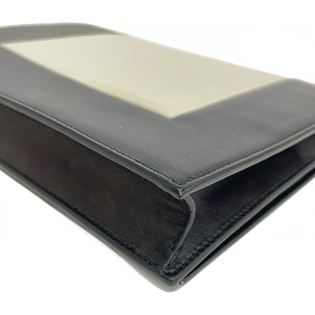 Celine Shoulder Bag Frame Evening Clutch Black Ivory Chain Leather — view 6