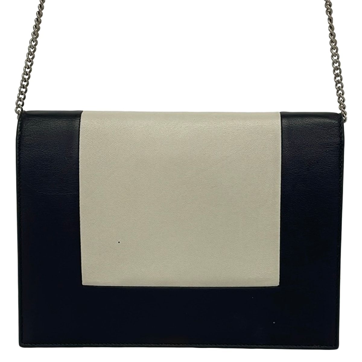 Celine Shoulder Bag Frame Evening Clutch Black Ivory Chain Leather — view 3