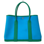 Hermes Tote Bag Garden Party PM Blue Aztec Vert Jade Silver