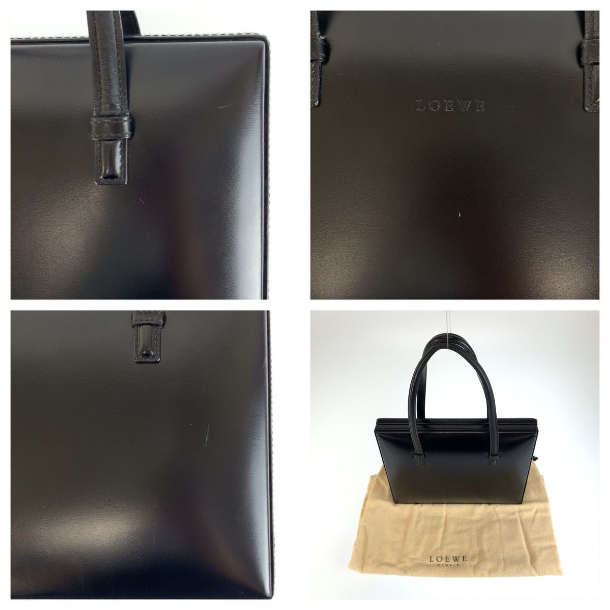 Loewe Vintage Black Gold Leather Handbag — view 5