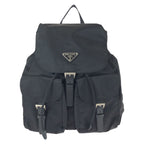 Prada Tessuto Black Silver Nylon Leather Backpack