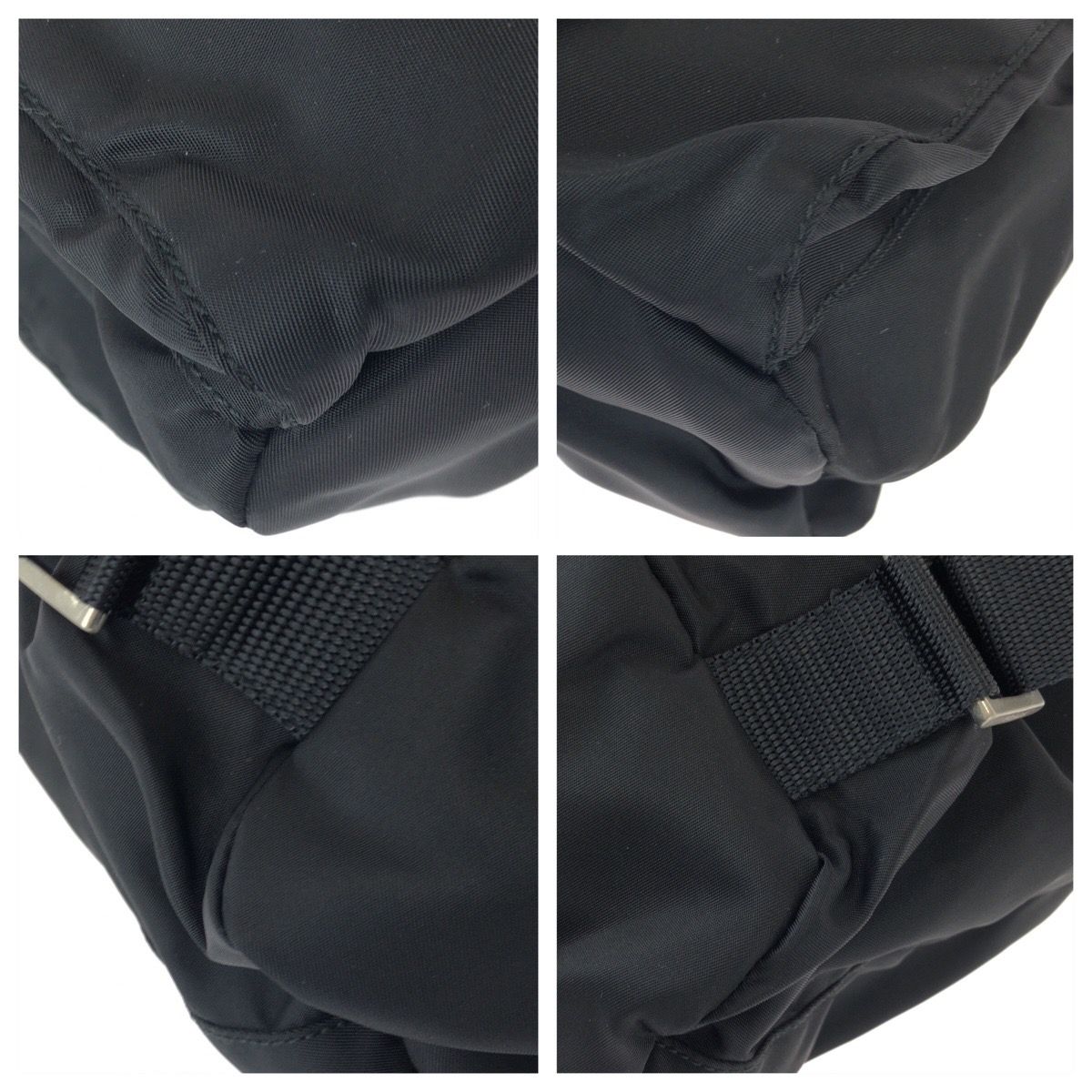 Prada Tessuto Black Silver Nylon Leather Backpack — view 3