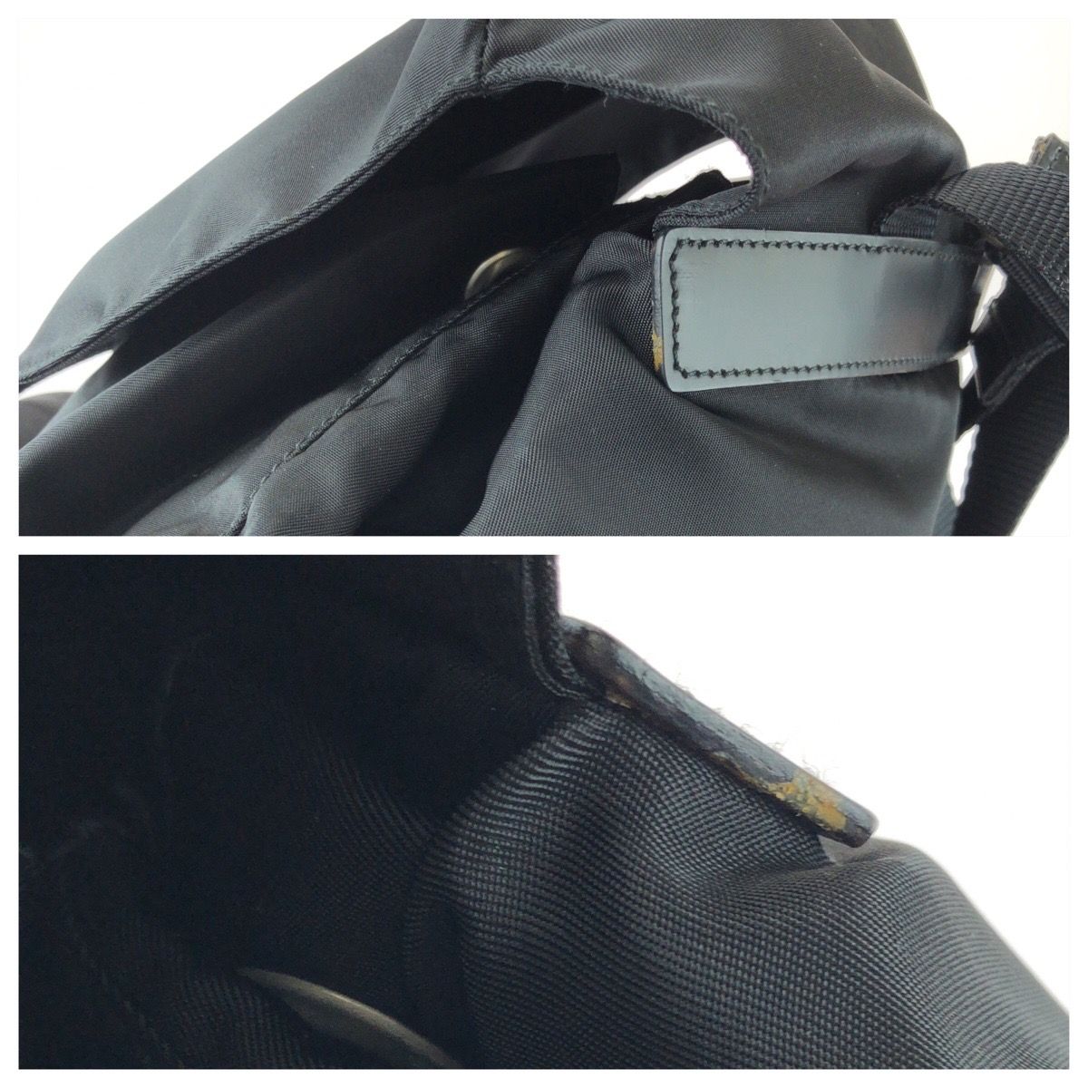 Prada Tessuto Black Silver Nylon Leather Backpack — view 6