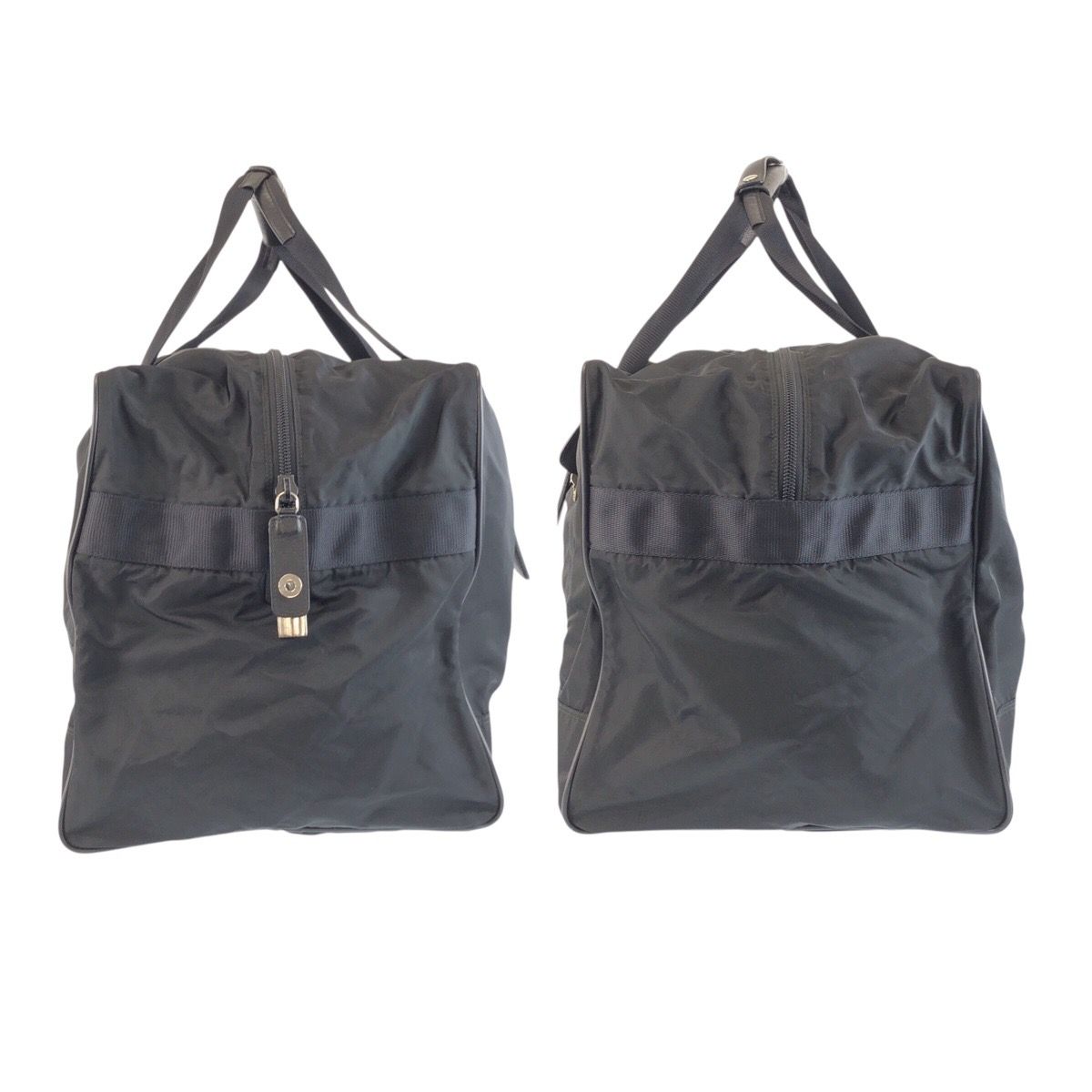 Prada Tessuto Black Silver Nylon Leather Boston Bag — view 8