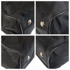 Prada Tessuto Black Silver Nylon Leather Boston Bag — view 3