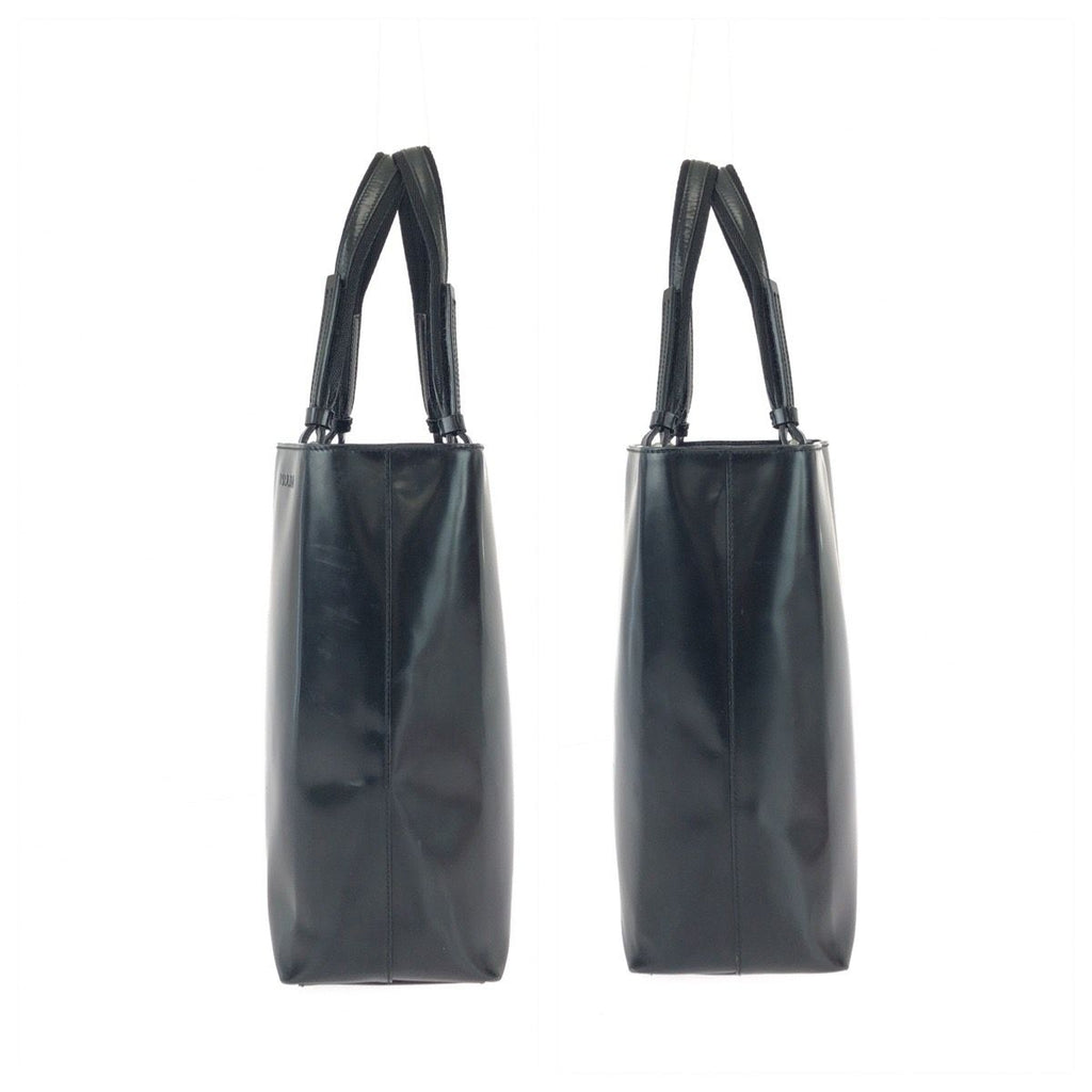 Prada Black Silver Patent Leather Tote Bag — view 8