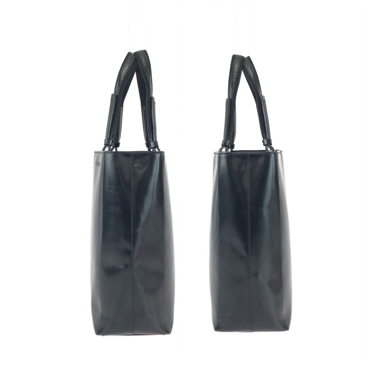 Prada Black Silver Patent Leather Tote Bag — view 8