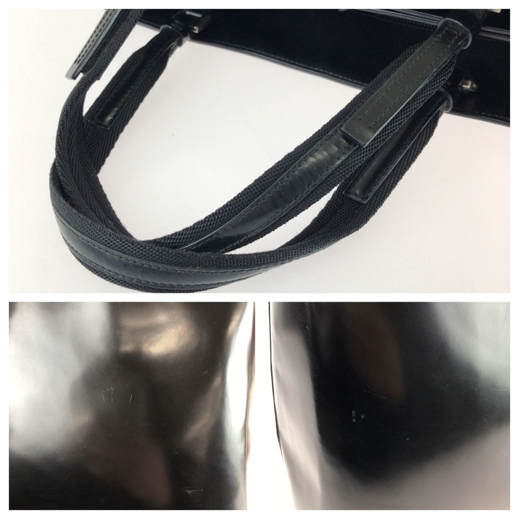 Prada Black Silver Patent Leather Tote Bag — view 6