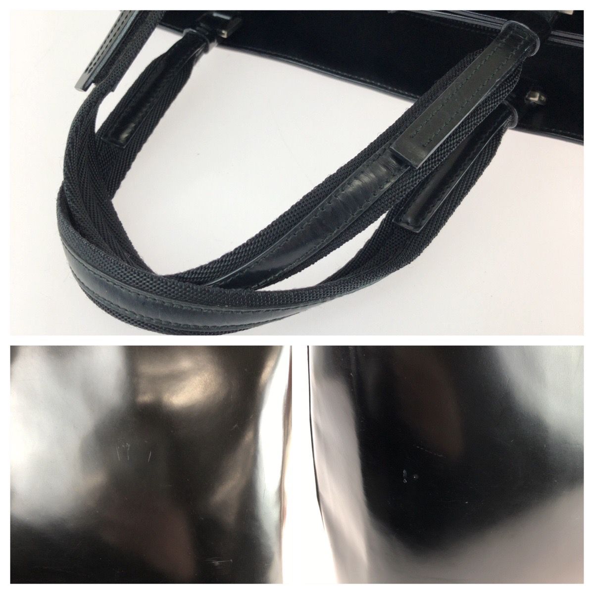 Prada Black Silver Patent Leather Tote Bag — view 6