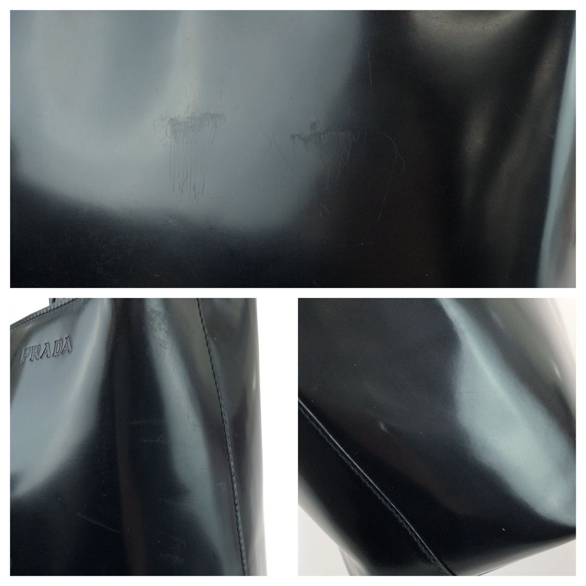 Prada Black Silver Patent Leather Tote Bag — view 5