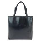 Prada Black Silver Patent Leather Tote Bag
