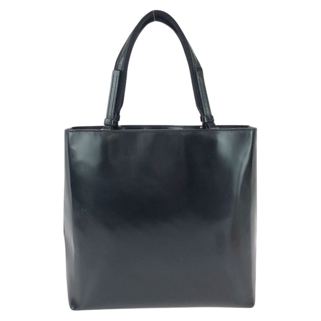 Prada Black Silver Patent Leather Tote Bag — view 2
