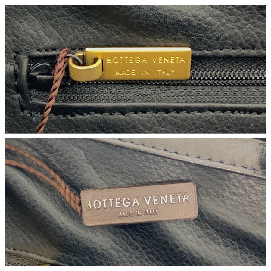 Bottega Veneta Vintage Intrecciato Black Gold Leather Handbag — view 3