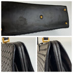Bottega Veneta Vintage Intrecciato Black Gold Leather Handbag — view 6