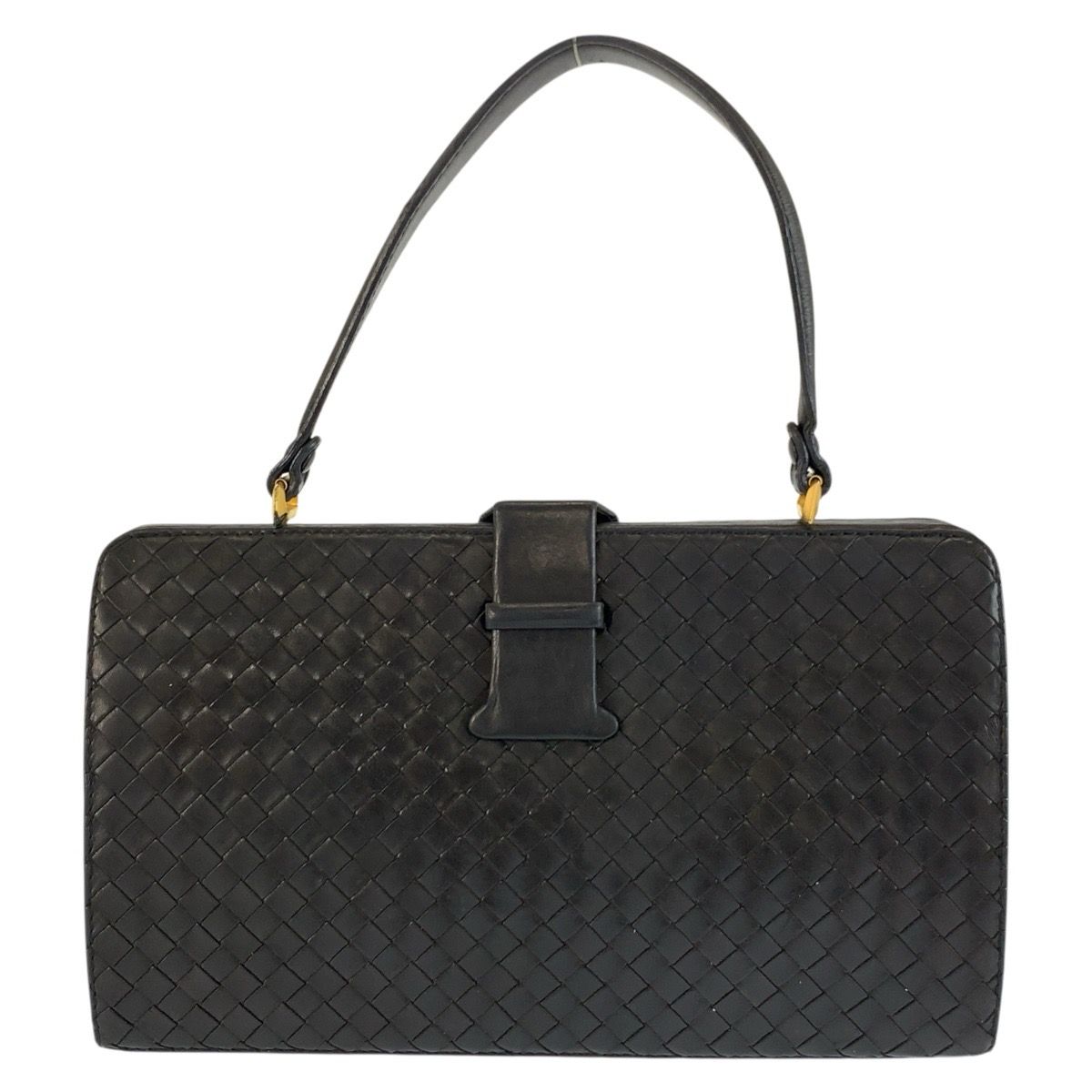 Bottega Veneta Vintage Intrecciato Black Gold Leather Handbag — view 2