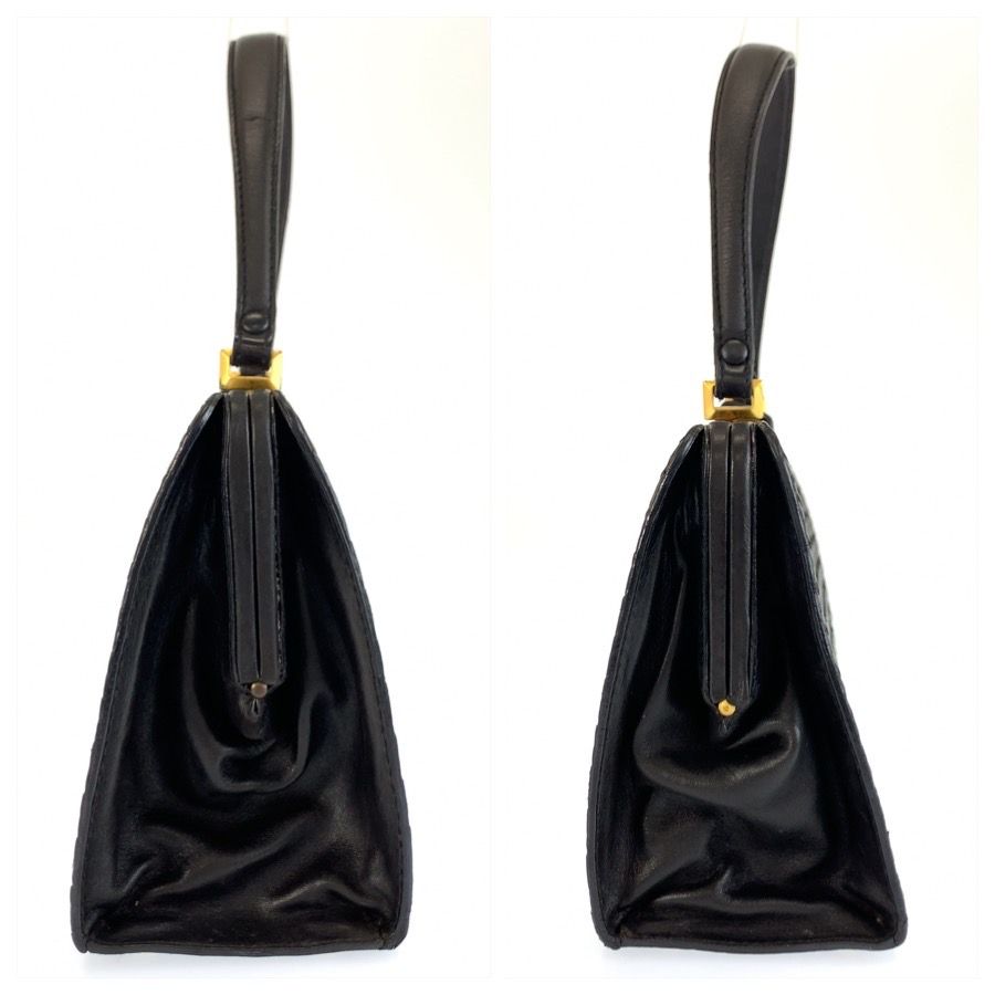 Bottega Veneta Vintage Intrecciato Black Gold Leather Handbag — view 8