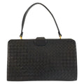Bottega Veneta Vintage Intrecciato Black Gold Leather Handbag