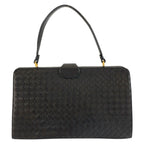 Bottega Veneta Vintage Intrecciato Black Gold Leather Handbag