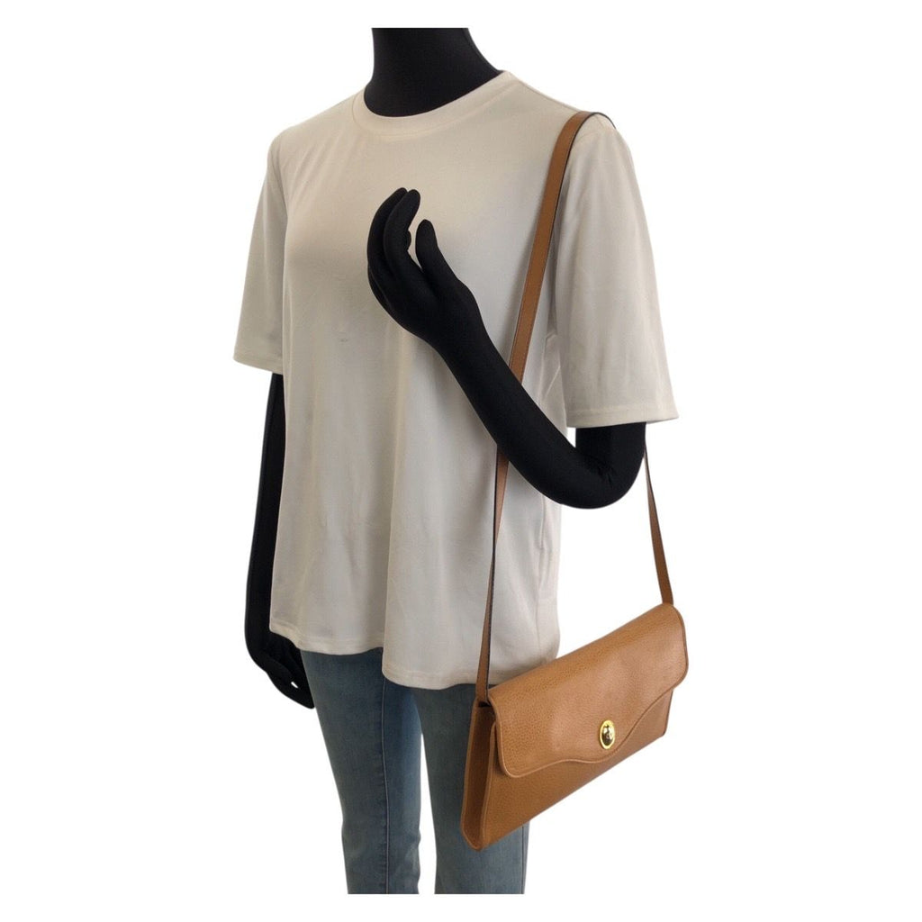 Dior Vintage CD Logo Brown Camel Gold Leather Shoulder Bag — view 7