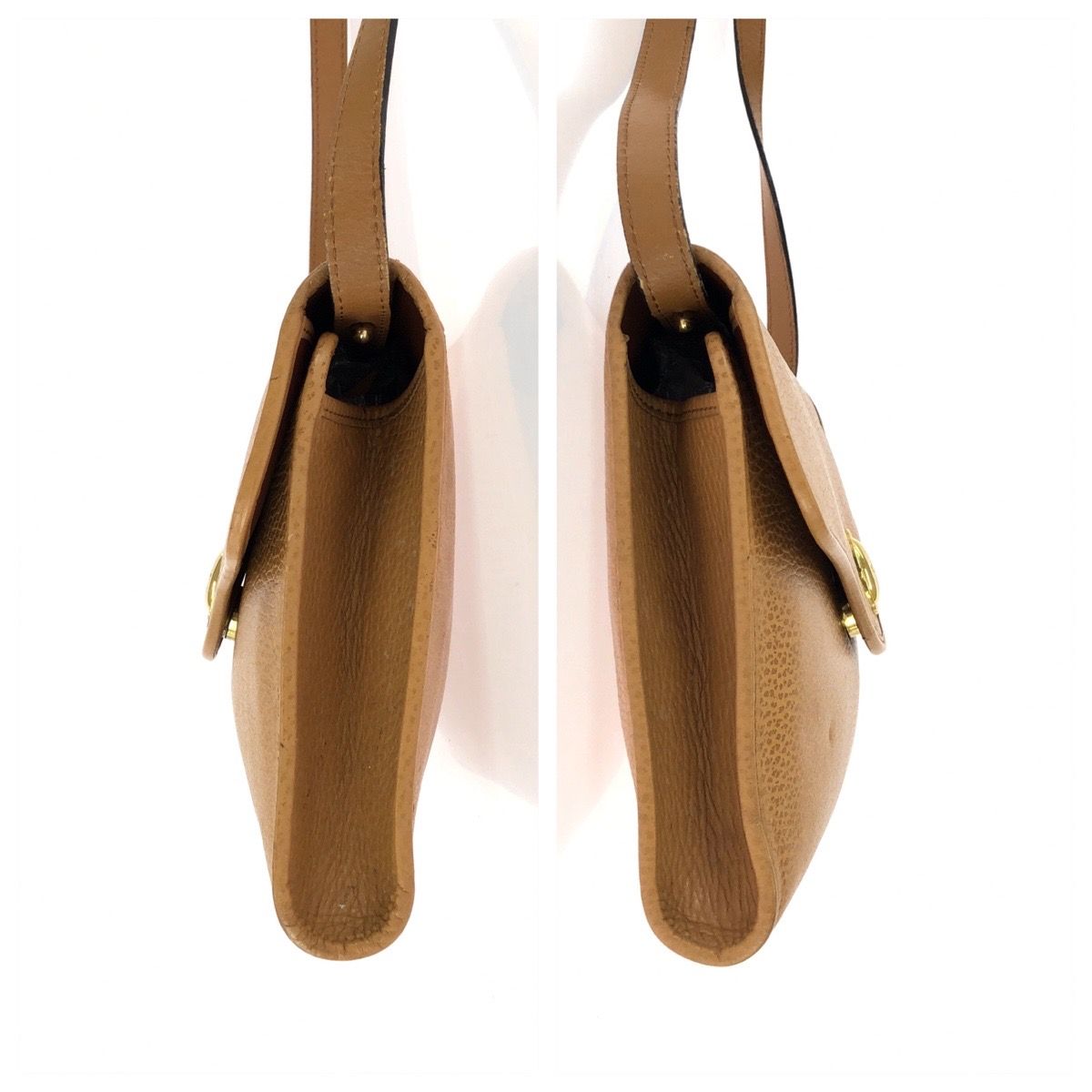 Dior Vintage CD Logo Brown Camel Gold Leather Shoulder Bag — view 8
