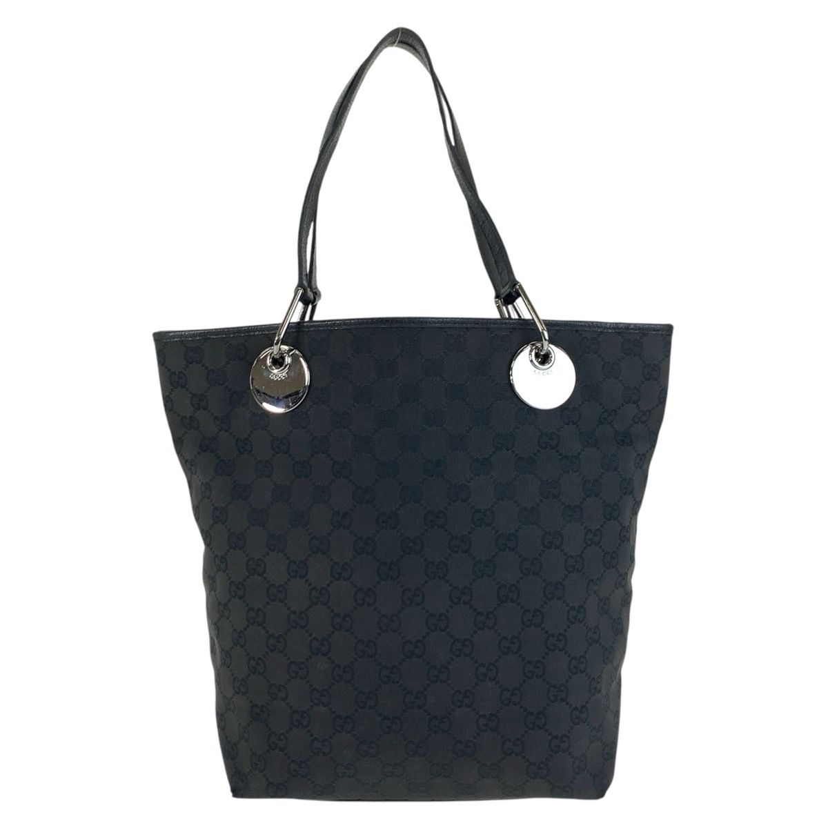 Gucci Black Silver GG Canvas Tote Shoulder Bag — view 2