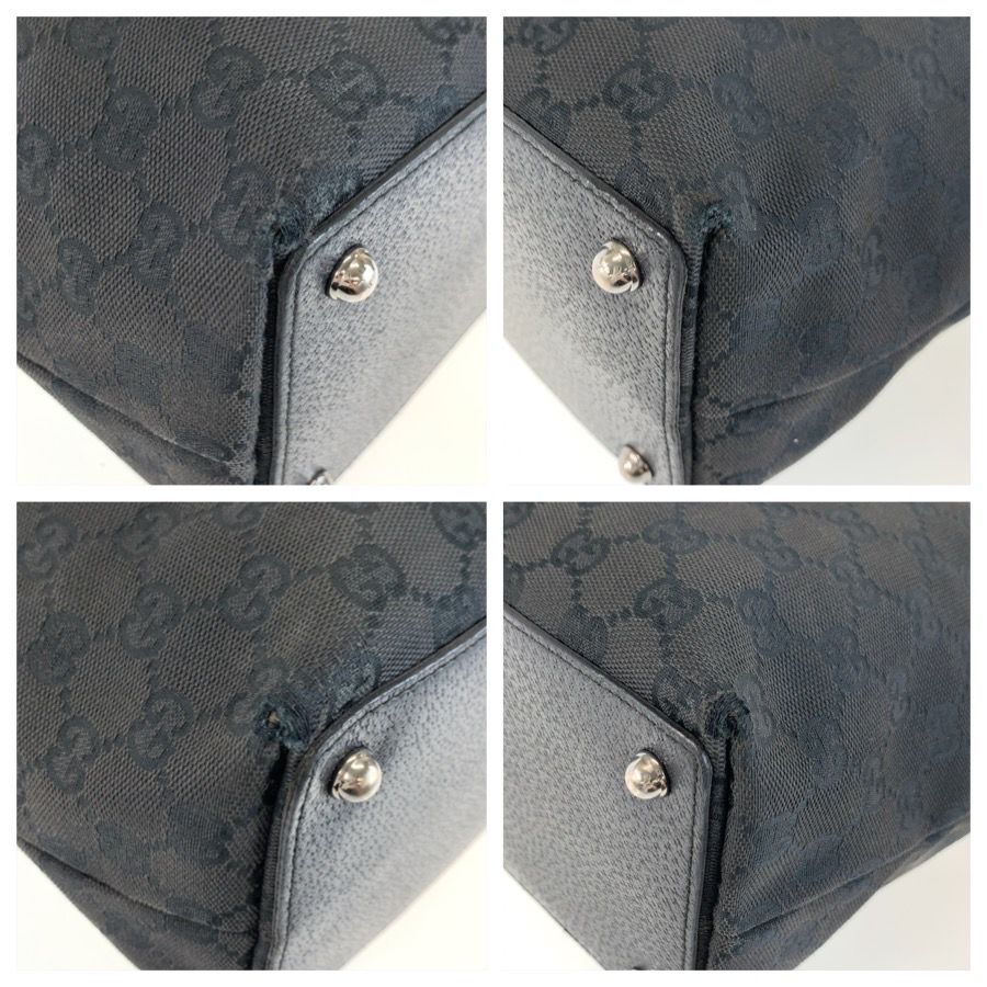 Gucci Black Silver GG Canvas Tote Shoulder Bag — view 4