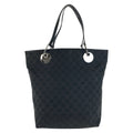 Gucci Black Silver GG Canvas Tote Shoulder Bag