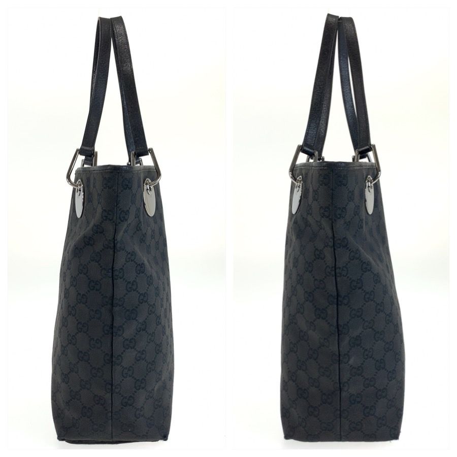 Gucci Black Silver GG Canvas Tote Shoulder Bag — view 7