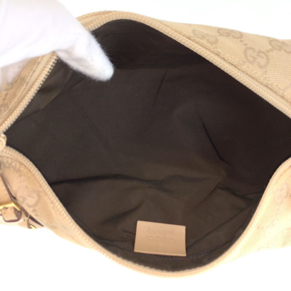 Gucci Beige Gold GG Canvas Shoulder Bag — view 8