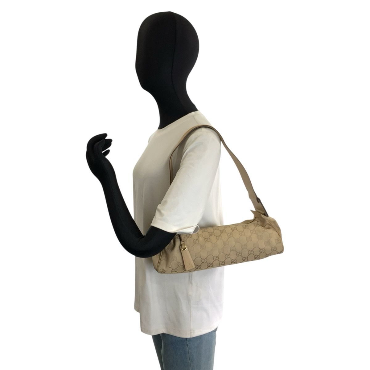 Gucci Beige Gold GG Canvas Shoulder Bag — view 6