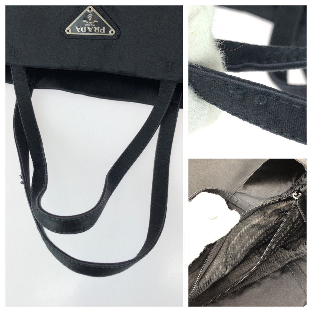 Prada Black Silver Satin Tote Bag — view 6