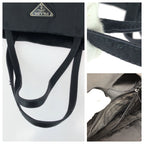 Prada Black Silver Satin Tote Bag — view 6