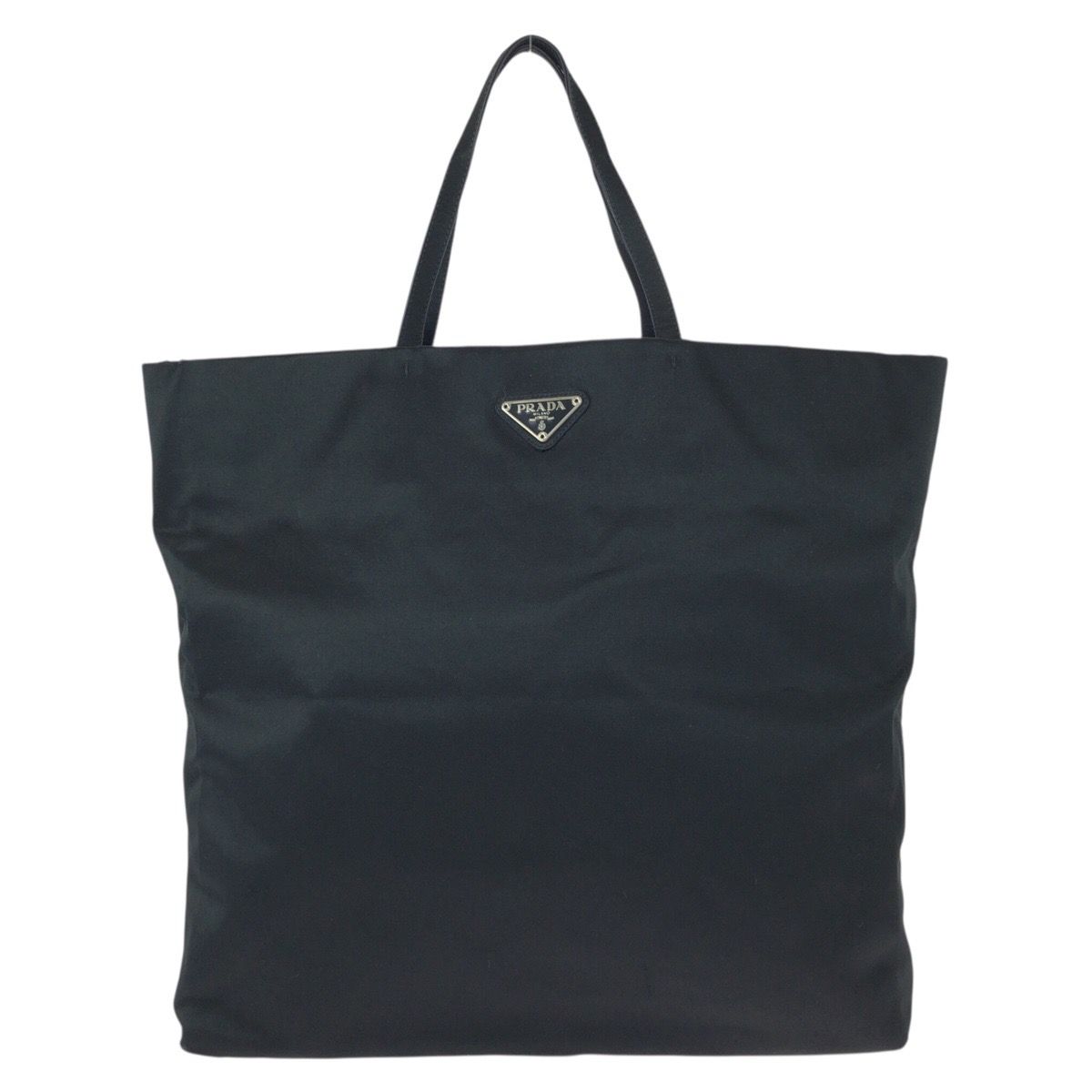 Prada Black Silver Satin Tote Bag